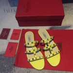 VALENTINO鞋子-001-4 網紅推薦款鉚釘設計原版胎牛皮平底拖鞋