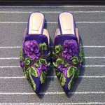 Alberta Ferretti-001-7 春夏秀場系列3D手工刺繡配牛仔布穆勒鞋拖鞋