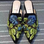 Alberta Ferretti-001-4 春夏秀場系列3D手工刺繡配牛仔布穆勒鞋拖鞋