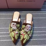 Alberta Ferretti-001-5 春夏秀場系列3D手工刺繡配牛仔布穆勒鞋拖鞋