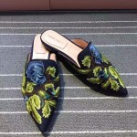 Alberta Ferretti-001-3 春夏秀場系列3D手工刺繡配牛仔布穆勒鞋拖鞋