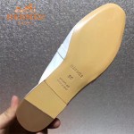 HERMES鞋子-0010-4 愛馬仕春夏新款經典皮扣配原版定制帆布平底拖鞋