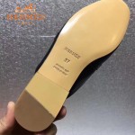 HERMES鞋子-0010-3 愛馬仕春夏新款經典皮扣配原版定制帆布平底拖鞋