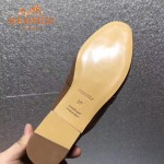HERMES鞋子-0010 愛馬仕春夏新款經典皮扣配原版定制帆布平底拖鞋
