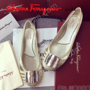 Ferragamo鞋子-001-3 菲拉格慕人氣經典款鞋面金屬扣配塑膠材質平底果凍鞋