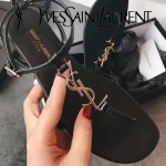 YSL鞋子-001-2 聖羅蘭時尚原版定制進口牛皮平底夾趾涼鞋
