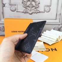 LV-M61270 原單Monogram Eclipse帆布裁制而成經典老花卡片包