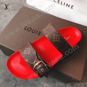 LV鞋子-004 路易威登時尚最新經典老花圖案進口牛皮拖鞋沙灘鞋