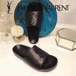 YSL鞋子-002 聖羅蘭潮流最新款噴漆LOGO進口混種羊皮露趾拖鞋
