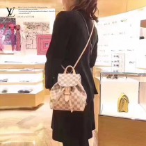 LV M44026  新款SPERONE MINI 白格輕便小巧女士雙肩包