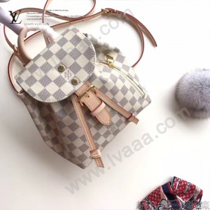 LV M44026  新款SPERONE MINI 白格輕便小巧女士雙肩包