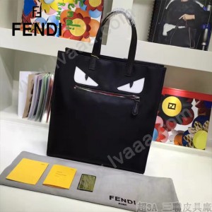 FENDI 246-2 專櫃最新款BAG BUGS小怪獸黑色原版皮手提單肩購物袋