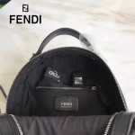 FENDI 6223 甜美可愛風BY THE WAY黑色原版皮搭配花朵尾巴休閒雙肩包書包