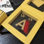 FENDI-024-22 專櫃新品ABCLICK系列原單A字母金屬搭配皮草掛飾可當首飾