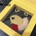 FENDI-024 專櫃新品ABCLICK系列原單愛心氣泡金屬搭配皮草掛飾可當首飾