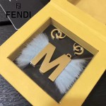 FENDI-024-15 專櫃新品ABCLICK系列原單M字母金屬搭配皮草掛飾可當首飾