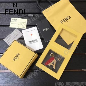 FENDI-024-22 專櫃新品ABCLICK系列原單A字母金屬搭配皮草掛飾可當首飾