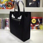 FENDI 246-2 專櫃最新款BAG BUGS小怪獸黑色原版皮手提單肩購物袋