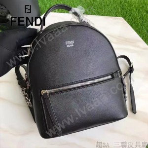 FENDI 6223 甜美可愛風BY THE WAY黑色原版皮搭配花朵尾巴休閒雙肩包書包