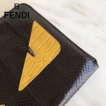 FENDI 0363-17 魅力男士之選小怪獸眼睛鱷魚紋搭配蟒蛇皮休閒手拿包