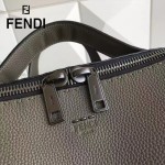 FENDI 2523 都市型男軍綠色原版牛皮手把鉚釘手提單肩包公文包