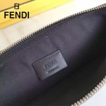 FENDI 0078SQP 百搭新款小怪獸眼睛金屬貼花黑色原版小牛皮休閒手拿包