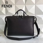FENDI 2523-3 都市型男黑色原版牛皮手把鉚釘手提單肩包公文包