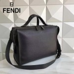 FENDI 2523-3 都市型男黑色原版牛皮手把鉚釘手提單肩包公文包