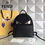 FENDI 2318 人氣經典款小怪獸眼睛金屬貼片原單尼龍面料配牛皮雙肩包書包