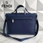 FENDI 2523-2 都市型男藍色原版牛皮手把鉚釘手提單肩包公文包