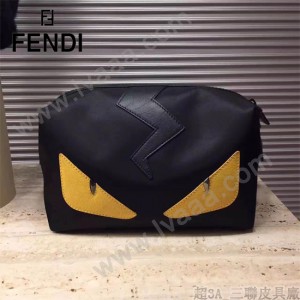 FENDI 306 輕巧實用小怪獸眼睛原單防水面料搭配牛皮化妝包收納包