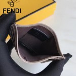 FENDI 0269-2 精緻小巧灰色原版牛皮金屬鉚釘6卡位卡片夾