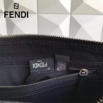 FENDI 2523-3 都市型男黑色原版牛皮手把鉚釘手提單肩包公文包