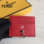 FENDI 0269-4 精緻小巧紅色原版牛皮金屬鉚釘6卡位卡片夾