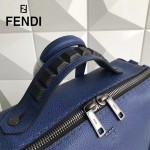 FENDI 2523-2 都市型男藍色原版牛皮手把鉚釘手提單肩包公文包