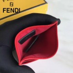 FENDI 0269-4 精緻小巧紅色原版牛皮金屬鉚釘6卡位卡片夾