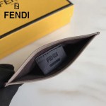 FENDI 0269-2 精緻小巧灰色原版牛皮金屬鉚釘6卡位卡片夾