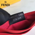 FENDI 0269-4 精緻小巧紅色原版牛皮金屬鉚釘6卡位卡片夾