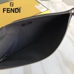 FENDI 0078SQP 百搭新款小怪獸眼睛金屬貼花黑色原版小牛皮休閒手拿包