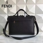 FENDI 2523-3 都市型男黑色原版牛皮手把鉚釘手提單肩包公文包