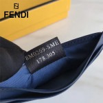 FENDI 0269-3 精緻小巧藍色原版牛皮金屬鉚釘6卡位卡片夾