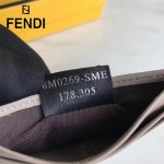 FENDI 0269-2 精緻小巧灰色原版牛皮金屬鉚釘6卡位卡片夾