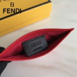 FENDI 0269-4 精緻小巧紅色原版牛皮金屬鉚釘6卡位卡片夾