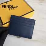 FENDI 0269-3 精緻小巧藍色原版牛皮金屬鉚釘6卡位卡片夾