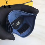 FENDI 0269-3 精緻小巧藍色原版牛皮金屬鉚釘6卡位卡片夾