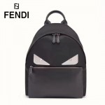 FENDI 2318 人氣經典款小怪獸眼睛金屬貼片原單尼龍面料配牛皮雙肩包書包