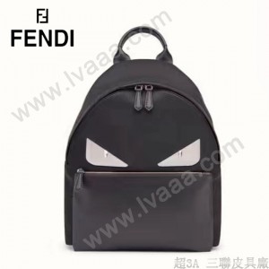 FENDI 2318 人氣經典款小怪獸眼睛金屬貼片原單尼龍面料配牛皮雙肩包書包