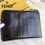 FENDI 0363-17 魅力男士之選小怪獸眼睛鱷魚紋搭配蟒蛇皮休閒手拿包