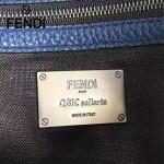 FENDI 2523-2 都市型男藍色原版牛皮手把鉚釘手提單肩包公文包