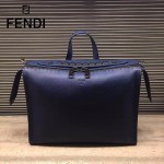 FENDI 2523-2 都市型男藍色原版牛皮手把鉚釘手提單肩包公文包